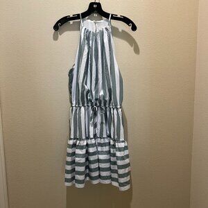 Mustard Seed Sleeveless Sage Green Stripe Sundress Size S